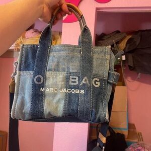 Mini denim tote bag